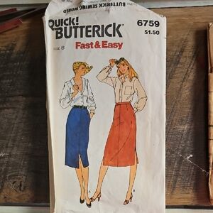 Butterick Fast & Easy Vintage Skirt Pattern 80s Or 90s Size 8 Midi Length Uncut